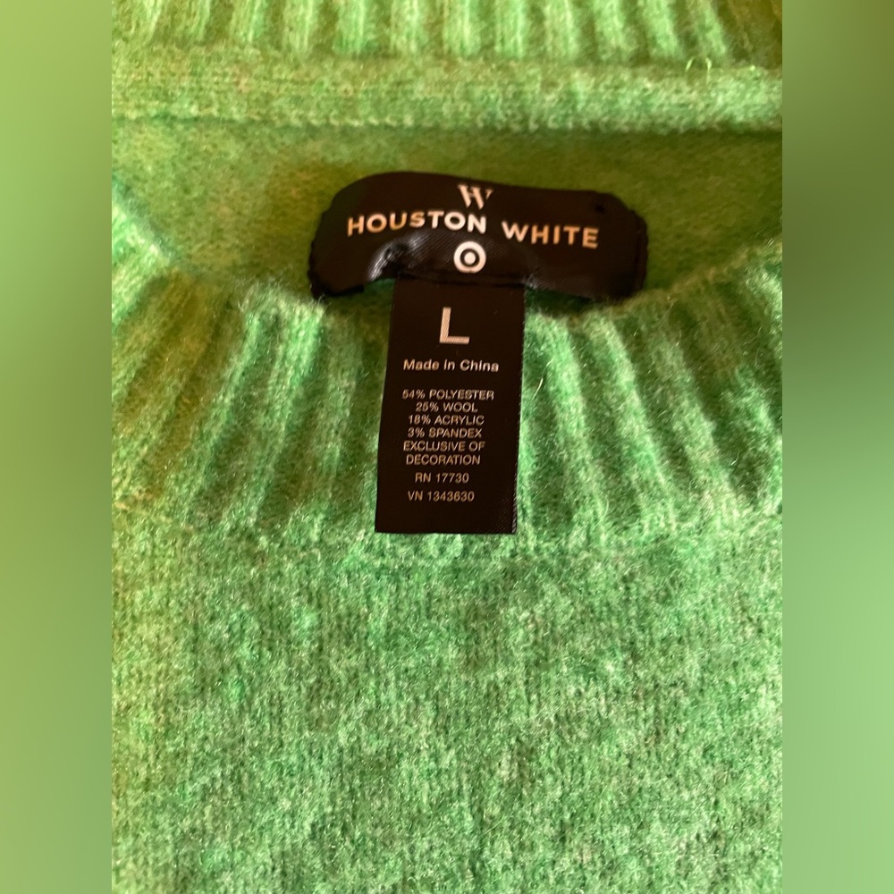 Houston White Adult Crewneck Pullover Sweater Green Stripe Large - Picture 9 of 11